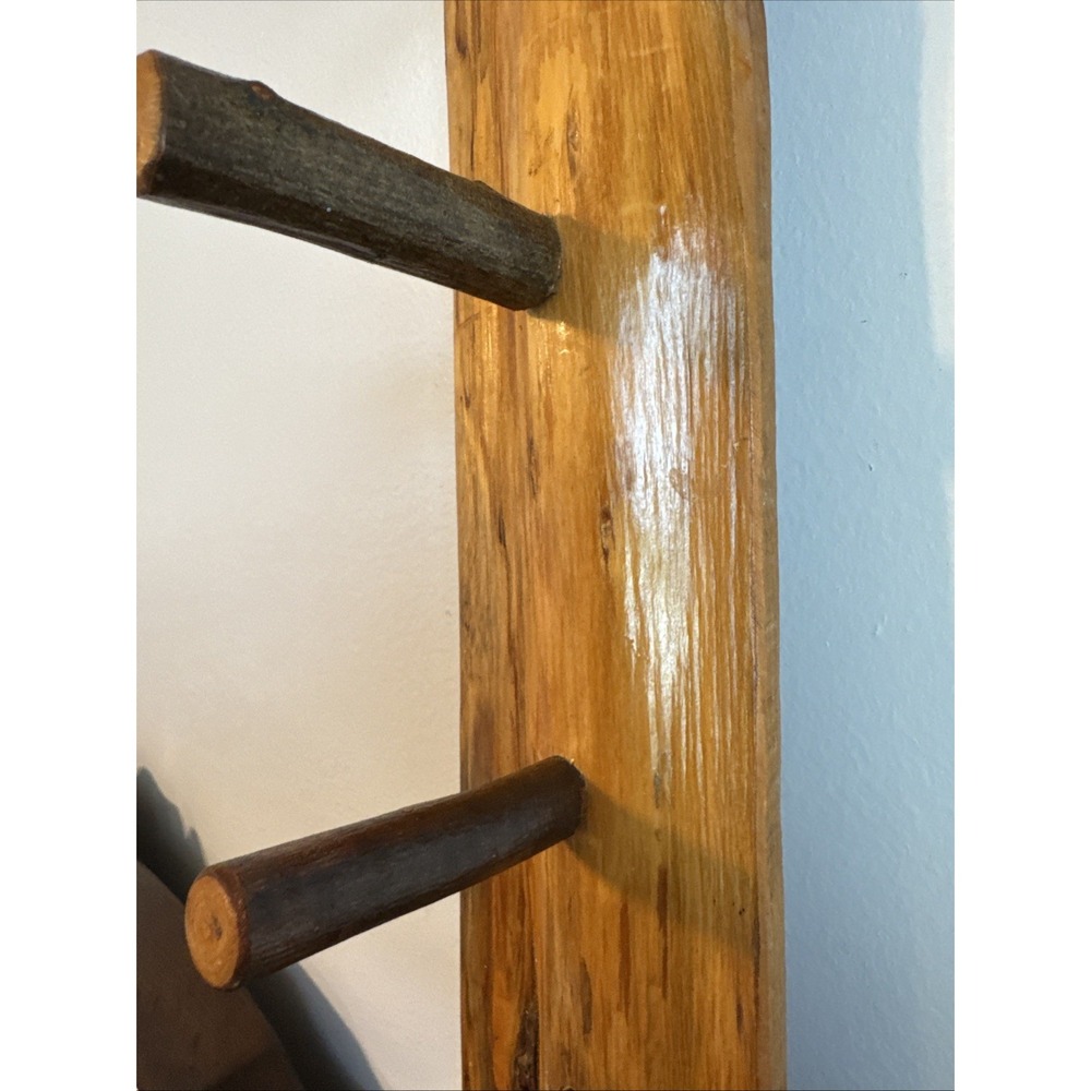 28" LOG Wall Mount Coat Rack 5 Wood Pegs Lodge Cabin Decor Branch Tree Primitive - Picture 7 of 16